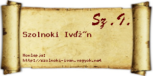 Szolnoki Iván névjegykártya